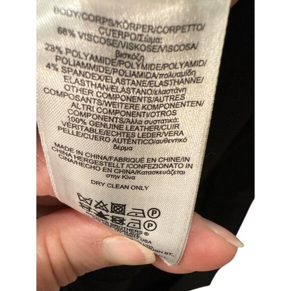 Brooks Brothers Classic Essential Stretch Sheath Dress Leather Trim Size 8 Pre-O - Picture 7 of 7